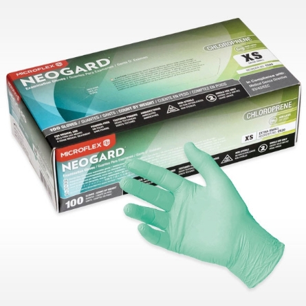 box with green NEOGARD® Neoprene Exam Glove