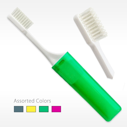 Compact Travel Toothbrush Sold in Bulk Imprintable with custom printing