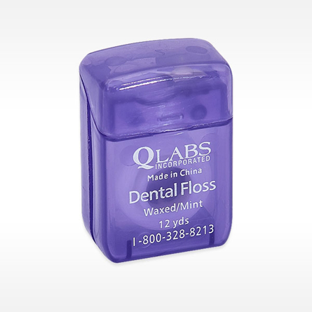 Quantum labs waxed mint purple container bulk dental floss 12 yard in a box of 144