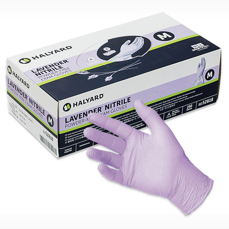 box of HALYARD LAVENDER Nitrile Exam Glove - purple box of 250 exam gloves