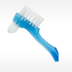 Two sided Denture Brush with Crystal ergonomic easy grip individually wrapped in assorted colors with Dupont bristles