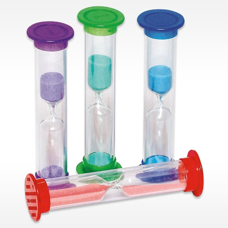 Kids 2 minute timer for brushing teeth hourglass filled with colored sand times 2 minutes