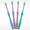 Assorted colors of blue purple coral mint on gray handles Euro Tech Compact Head Bulk Toothbrush for Junior and Adult