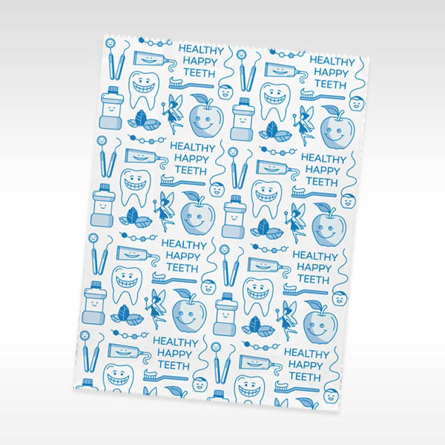 Paper Dental Supply Bag Scatter Print Happy Teeth