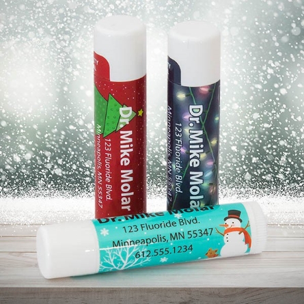 Custom Label Personalized Lip Balm with Winter Labels